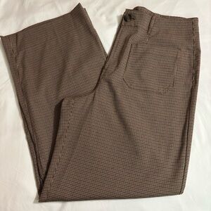 Women's Wide-Leg Brown Micro-Check Pants size 14 Business Casual
